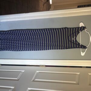 Striped Navy and Yellow Maxi Dress